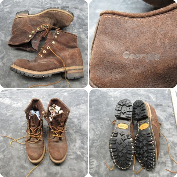 Georgia Logger Boots Mens 8.5? Brown Suede Leather Ankle Lace Up Work‎ Outdoor main image 14